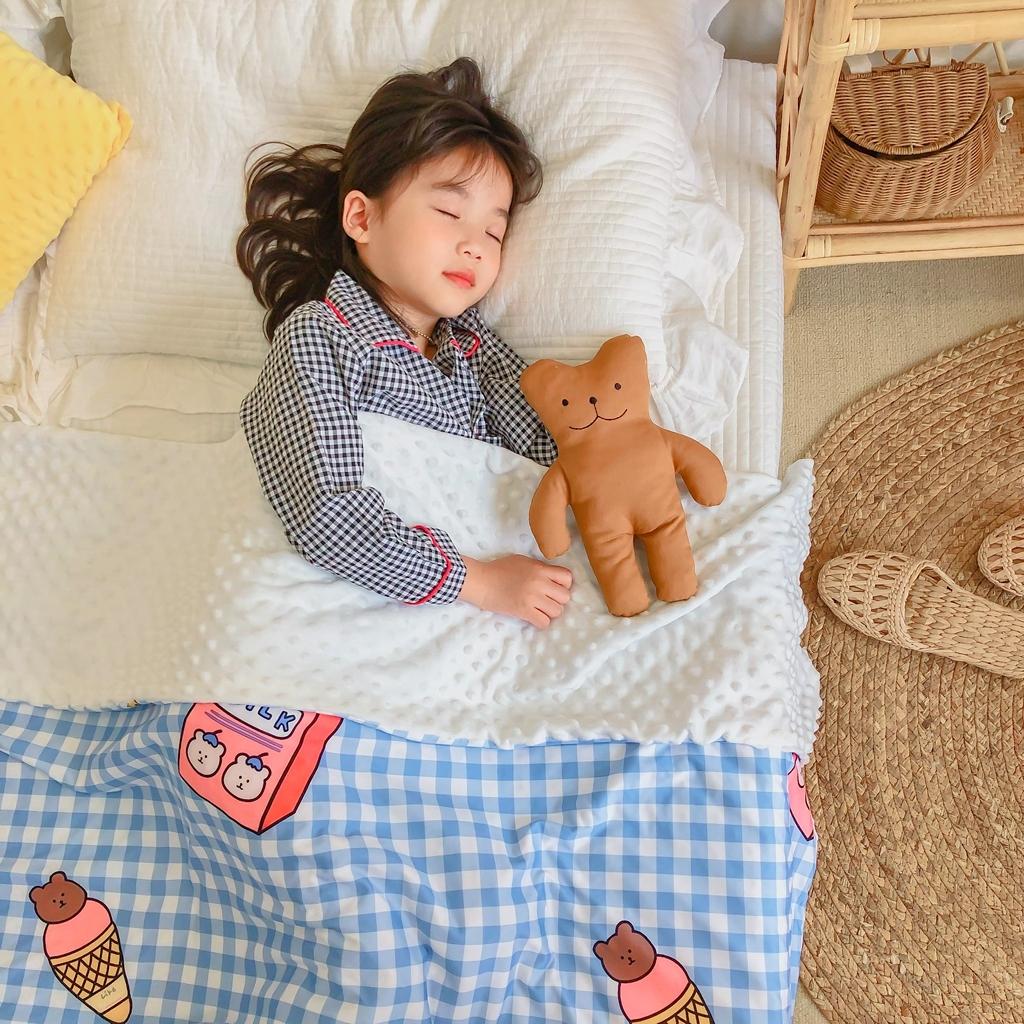 91家纺网 家纺一手货源 找家纺 星期八 2020新款A类针织棉豆豆毯 蓝格小熊