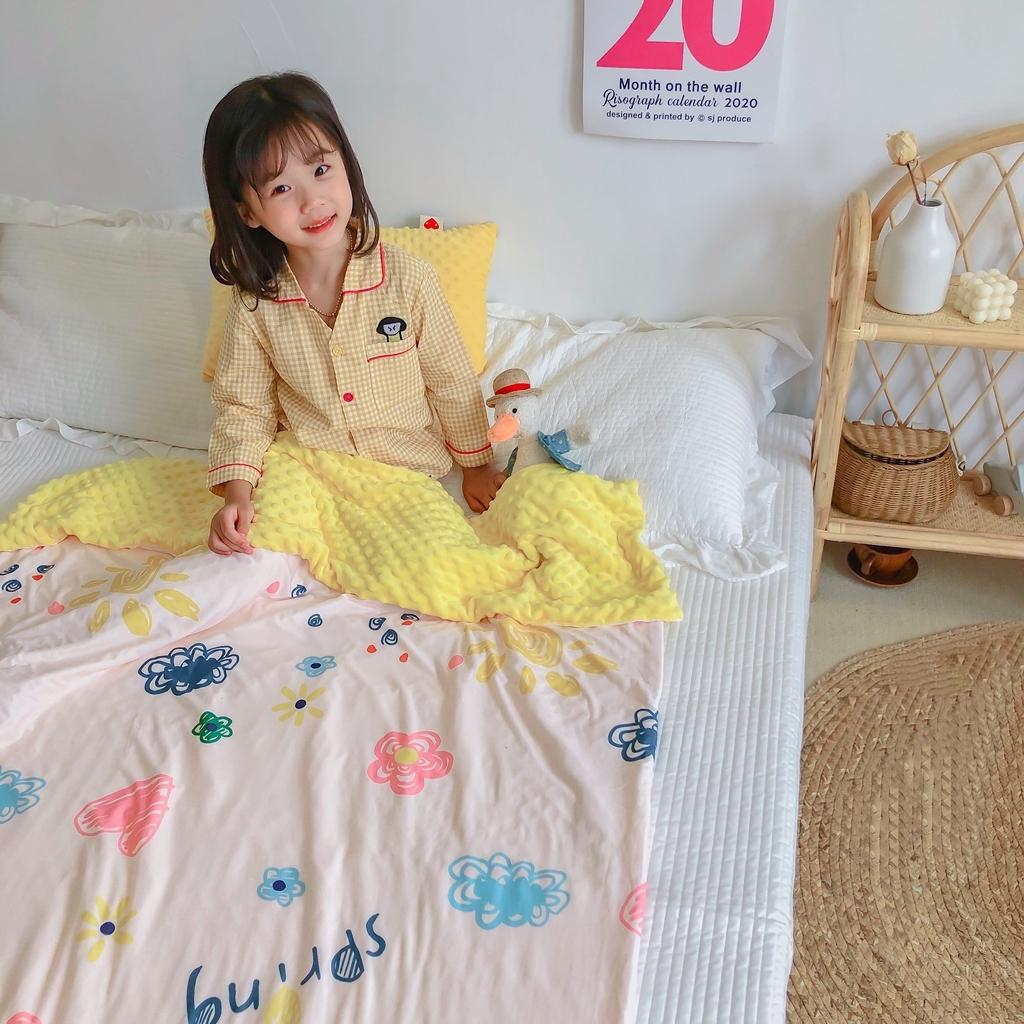 91家纺网 家纺一手货源 找家纺 星期八 2020新款A类针织棉豆豆毯 涂鸦花花