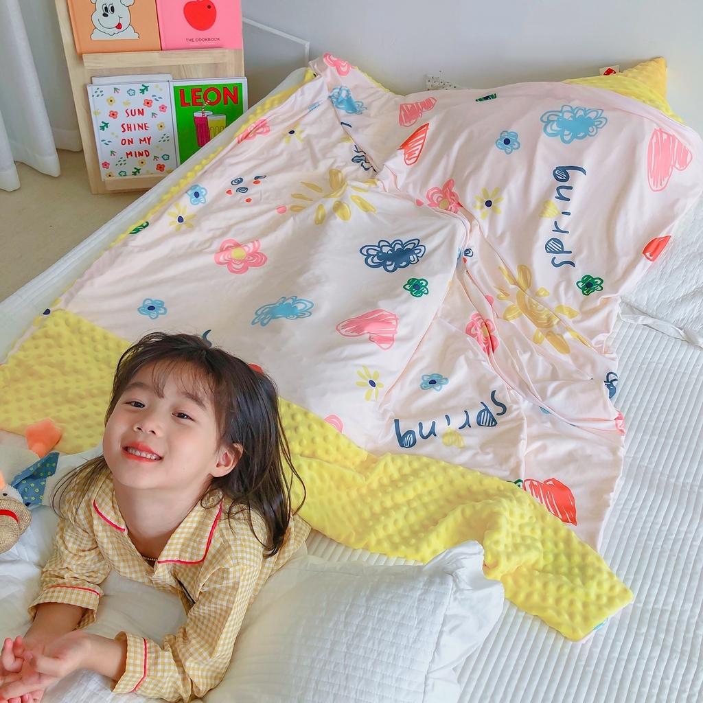 91家纺网 家纺一手货源 找家纺 星期八 2020新款A类针织棉豆豆毯 涂鸦花花