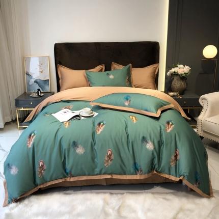 太古汇 2020新款60支数码印花小边款四件套亚米森-青绿