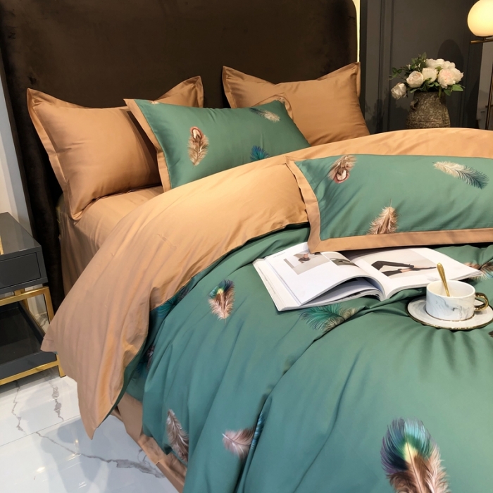 91家纺网 家纺一手货源 找家纺 太古汇 2020新款60支数码印花小边款四件套亚米森-青绿