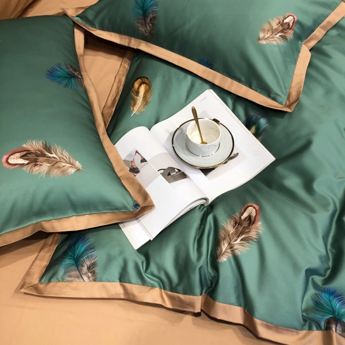 91家纺网 家纺一手货源 找家纺 太古汇 2020新款60支数码印花小边款四件套亚米森-青绿