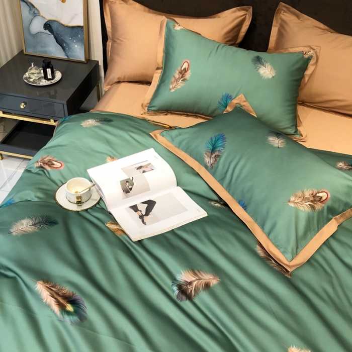 91家纺网 家纺一手货源 找家纺 太古汇 2020新款60支数码印花小边款四件套亚米森-青绿