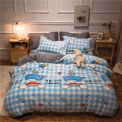 91家纺网 家纺一手货源 找家纺 （总）懒猫 2020新款简约加厚牛奶绒四件套