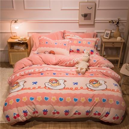 91家纺网 家纺一手货源 找家纺 （总）懒猫 2020新款简约加厚牛奶绒四件套