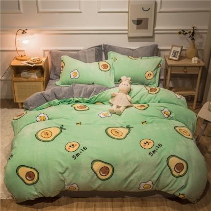 91家纺网 家纺一手货源 找家纺 （总）懒猫 2020新款简约加厚牛奶绒四件套