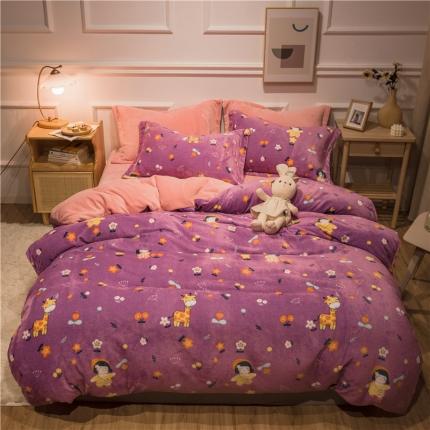 91家纺网 家纺一手货源 找家纺 （总）懒猫 2020新款简约加厚牛奶绒四件套