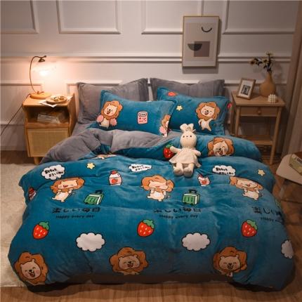 91家纺网 家纺一手货源 找家纺 （总）懒猫 2020新款简约加厚牛奶绒四件套