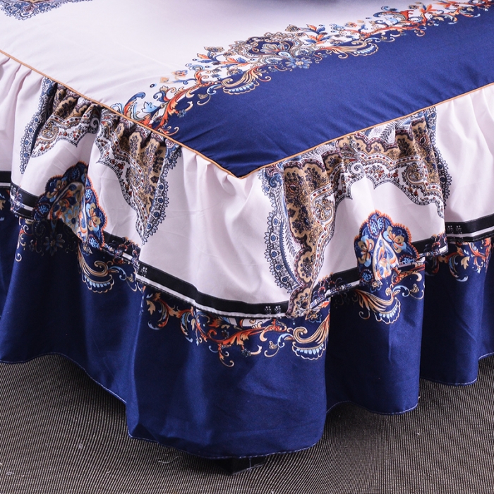 91家纺网 家纺一手货源 找家纺 梦柏 2020新款加厚磨毛四件套大版 北海风（蓝）