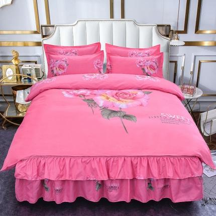 梦柏 2020新款加厚磨毛四件套大版 初恋（床裙款）