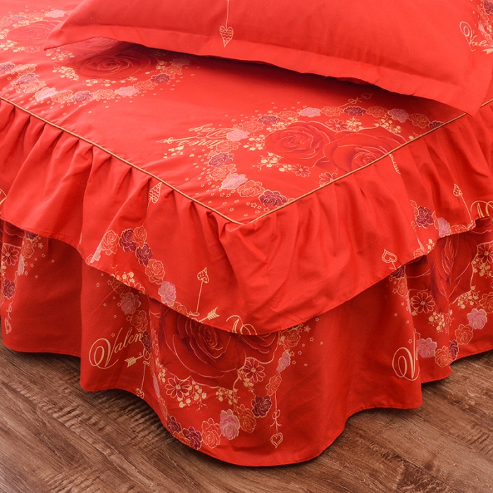 91家纺网 家纺一手货源 找家纺 梦柏 2020新款加厚磨毛四件套大版 红妆