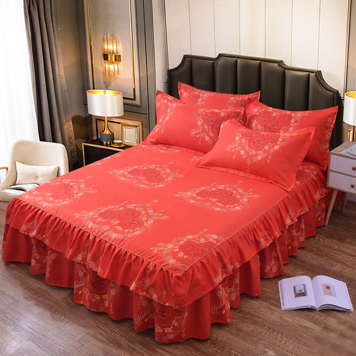 91家纺网 家纺一手货源 找家纺 梦柏 2020新款加厚磨毛四件套大版 红妆