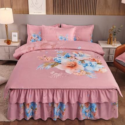 91家纺网 家纺一手货源 找家纺 梦柏 2020新款加厚磨毛四件套大版 花季