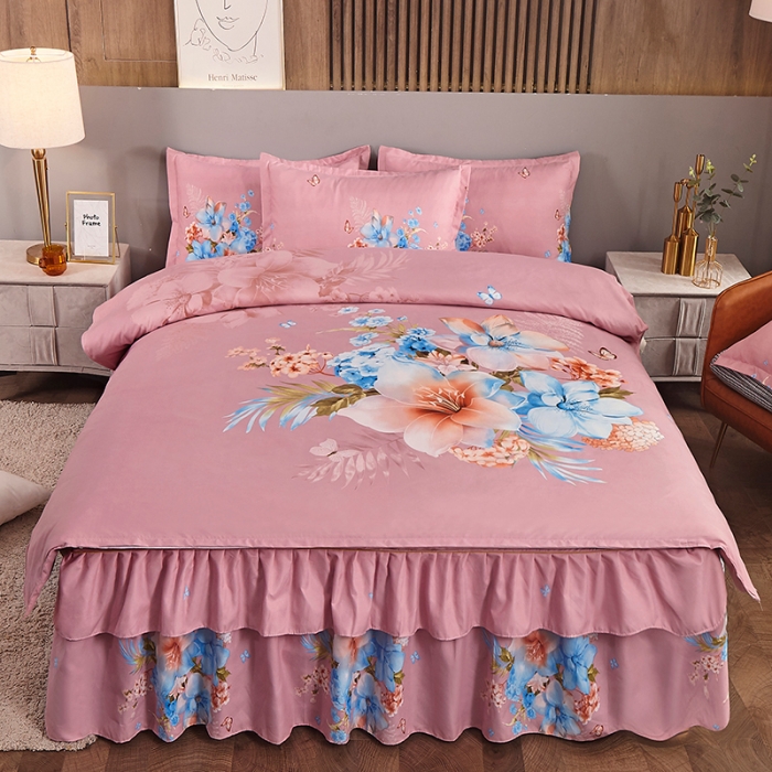 91家纺网 家纺一手货源 找家纺 梦柏 2020新款加厚磨毛四件套大版 花季