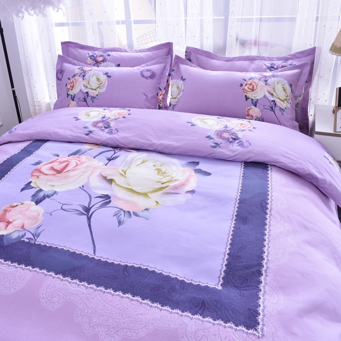 91家纺网 家纺一手货源 找家纺 梦柏 2020新款加厚磨毛四件套大版 花香四溢（床裙款）