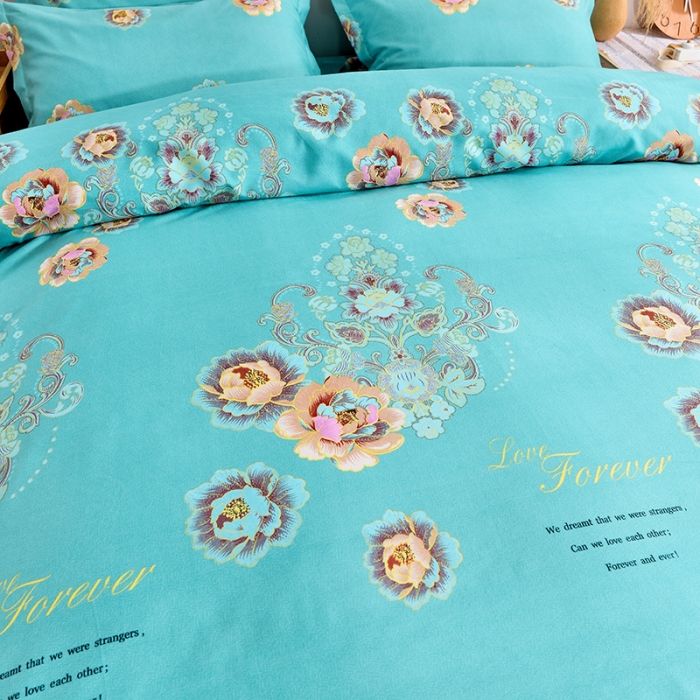 91家纺网 家纺一手货源 找家纺 梦柏 2020新款加厚磨毛四件套大版 花语悠然