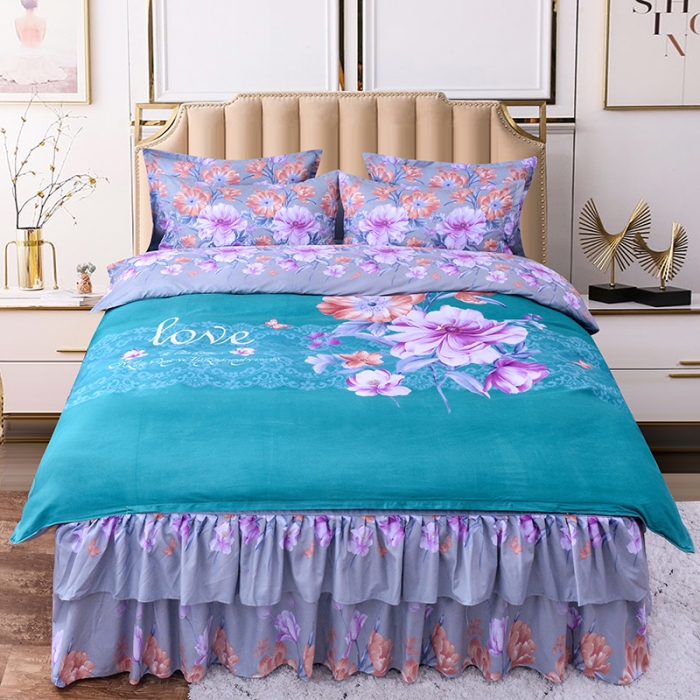 91家纺网 家纺一手货源 找家纺 梦柏 2020新款加厚磨毛四件套大版 花韵纷飞