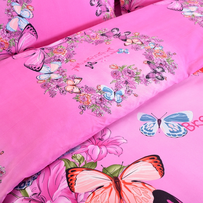 91家纺网 家纺一手货源 找家纺 梦柏 2020新款加厚磨毛四件套大版 浪漫花环