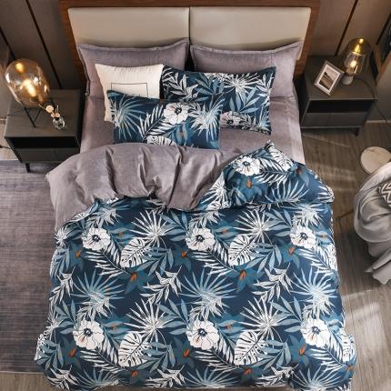 130g生态长绒棉贡棉植物羊绒加厚斜纹磨毛四件套 月色