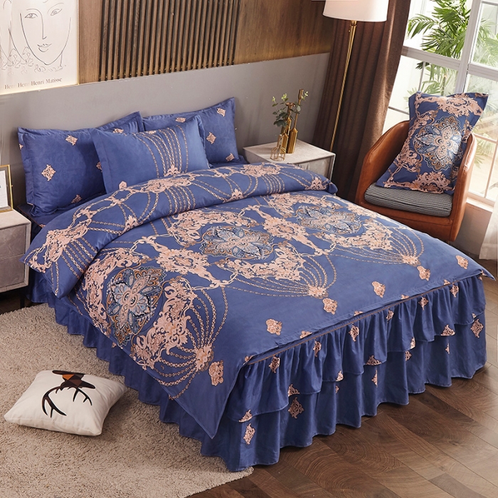 91家纺网 家纺一手货源 找家纺 梦柏 2020新款加厚磨毛四件套大版 莫奈花丛