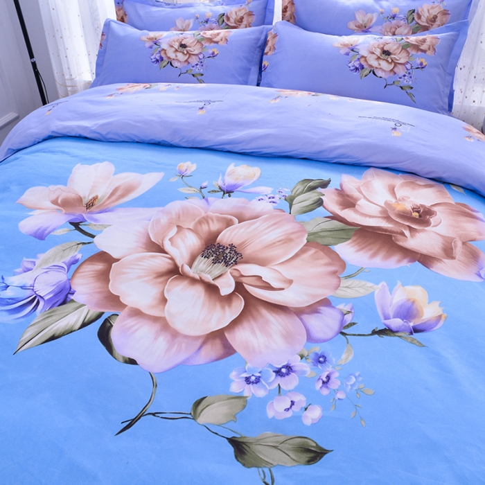 91家纺网 家纺一手货源 找家纺 梦柏 2020新款加厚磨毛四件套大版 牡丹情（床裙款）