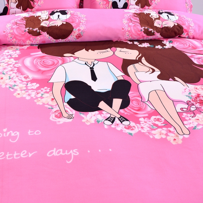 91家纺网 家纺一手货源 找家纺 梦柏 2020新款加厚磨毛四件套大版 情投意合