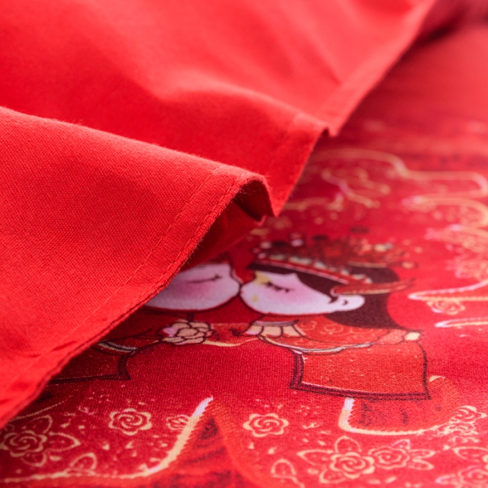 91家纺网 家纺一手货源 找家纺 梦柏 2020新款加厚磨毛四件套大版 喜结良缘（床裙款）