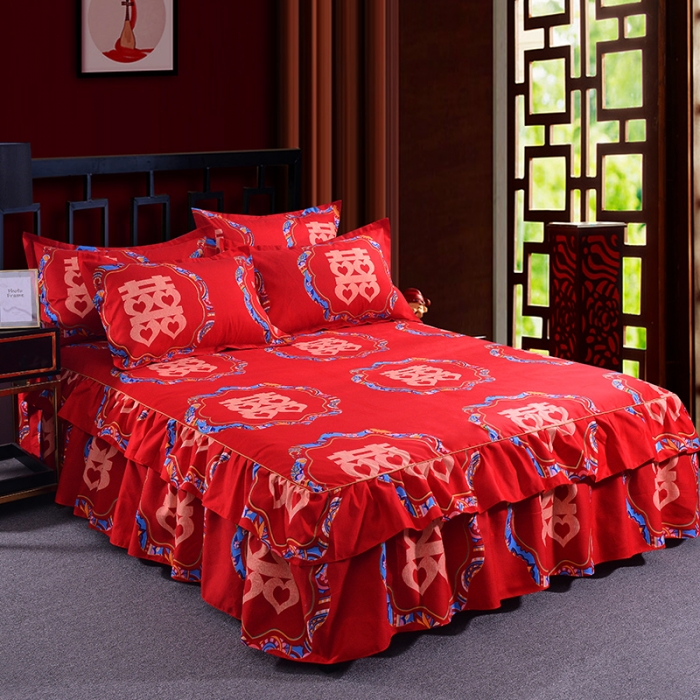 91家纺网 家纺一手货源 找家纺 梦柏 2020新款加厚磨毛四件套大版 喜结连理