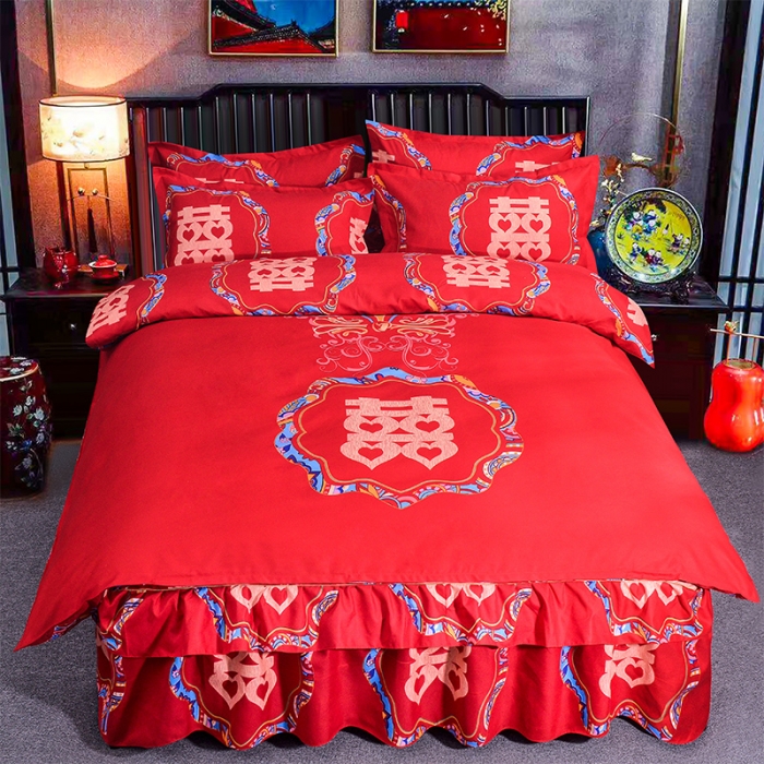 91家纺网 家纺一手货源 找家纺 梦柏 2020新款加厚磨毛四件套大版 喜结连理