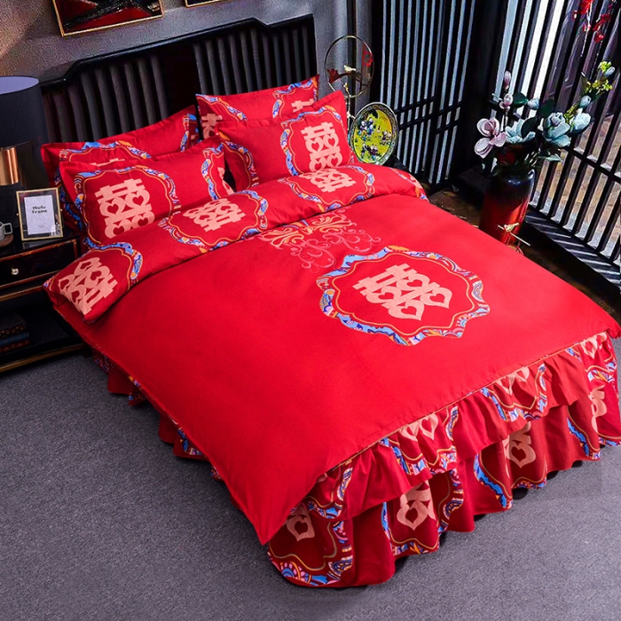 91家纺网 家纺一手货源 找家纺 梦柏 2020新款加厚磨毛四件套大版 喜结连理