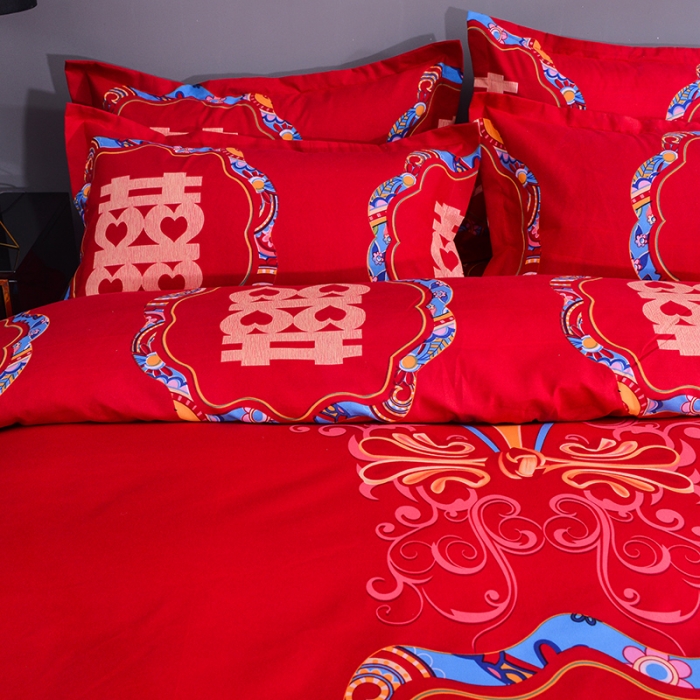 91家纺网 家纺一手货源 找家纺 梦柏 2020新款加厚磨毛四件套大版 喜结连理