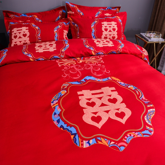 91家纺网 家纺一手货源 找家纺 梦柏 2020新款加厚磨毛四件套大版 喜结连理