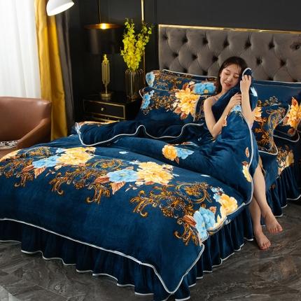 91家纺网 家纺一手货源 找家纺 能好家纺 2020新款金貂绒四件套 国色天香