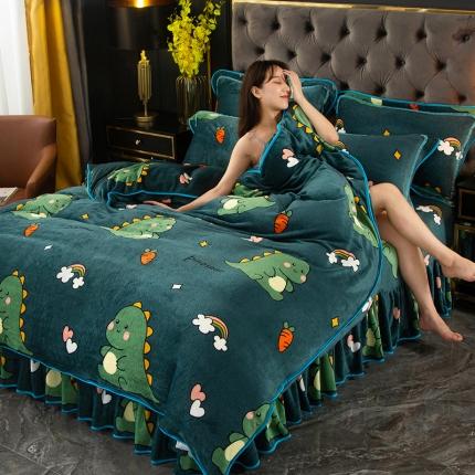 91家纺网 家纺一手货源 找家纺 能好家纺 2020新款金貂绒四件套 小恐龙