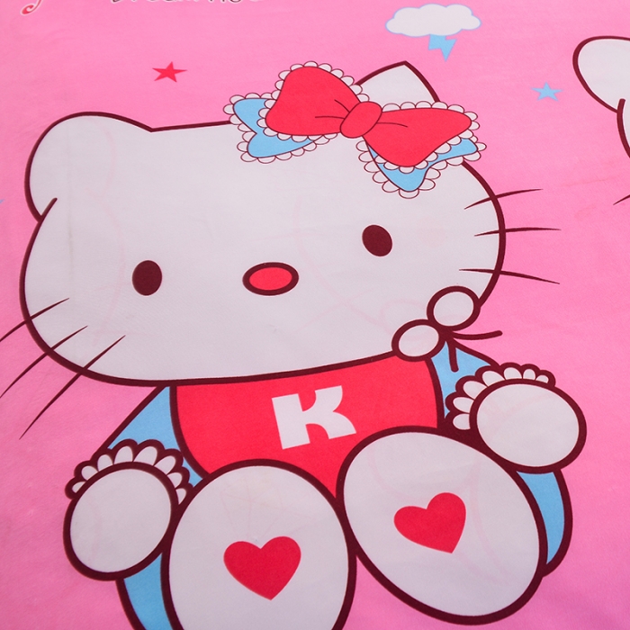 91家纺网 家纺一手货源 找家纺 梦柏 2020新款加厚磨毛四件套小版 kt猫-粉