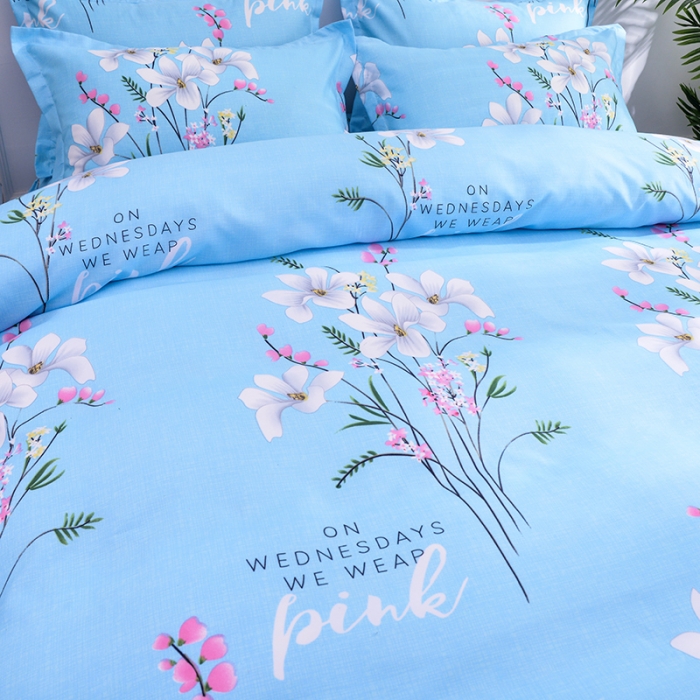 91家纺网 家纺一手货源 找家纺 梦柏 2020新款加厚磨毛四件套小版 春风里-蓝