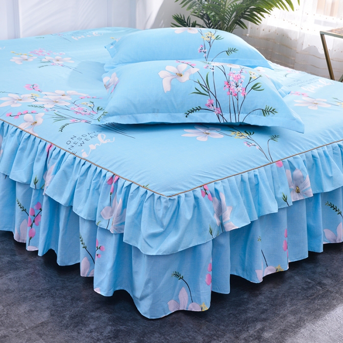 91家纺网 家纺一手货源 找家纺 梦柏 2020新款加厚磨毛四件套小版 春风里-蓝