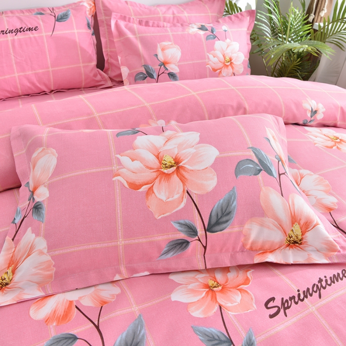 91家纺网 家纺一手货源 找家纺 梦柏 2020新款加厚磨毛四件套小版 花仙子-粉