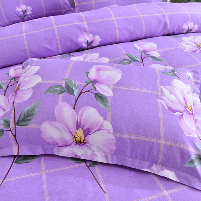 91家纺网 家纺一手货源 找家纺 梦柏 2020新款加厚磨毛四件套小版 花仙子-紫