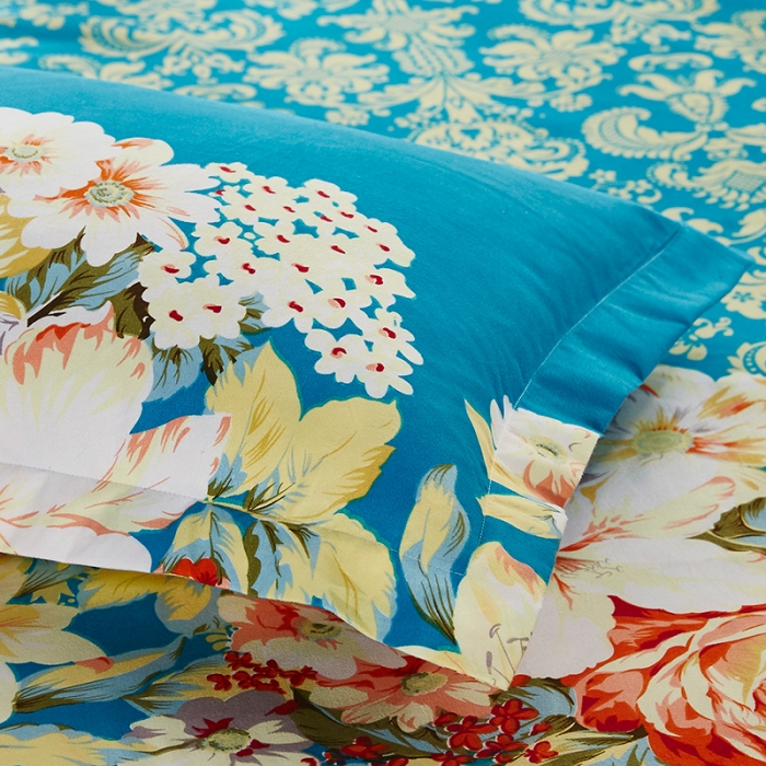 91家纺网 家纺一手货源 找家纺 梦柏 2020新款加厚磨毛四件套小版 蓝色花语