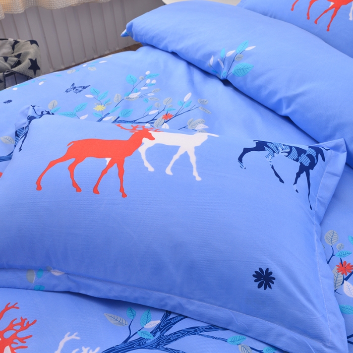 91家纺网 家纺一手货源 找家纺 梦柏 2020新款加厚磨毛四件套小版 麗鹿森林