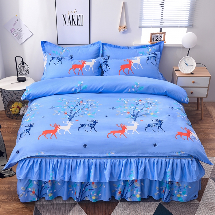 91家纺网 家纺一手货源 找家纺 梦柏 2020新款加厚磨毛四件套小版 麗鹿森林