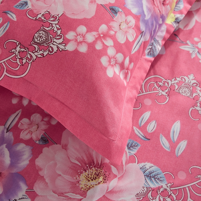 91家纺网 家纺一手货源 找家纺 梦柏 2020新款加厚磨毛四件套小版 牡丹仙子-粉