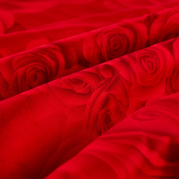 91家纺网 家纺一手货源 找家纺 梦柏 2020新款加厚磨毛四件套小版 浓情玫瑰-红