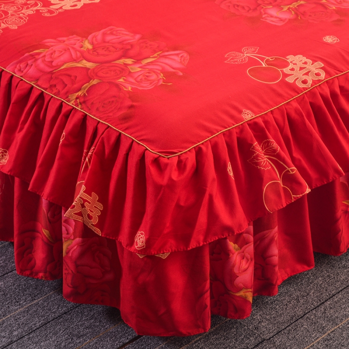 91家纺网 家纺一手货源 找家纺 梦柏 2020新款加厚磨毛四件套小版 双喜玫瑰