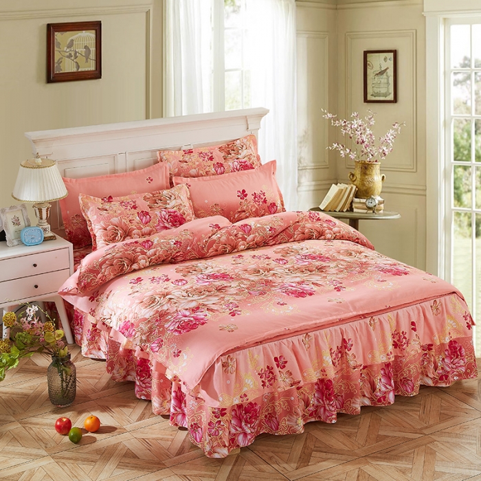 91家纺网 家纺一手货源 找家纺 梦柏 2020新款加厚磨毛四件套小版 妩媚花王