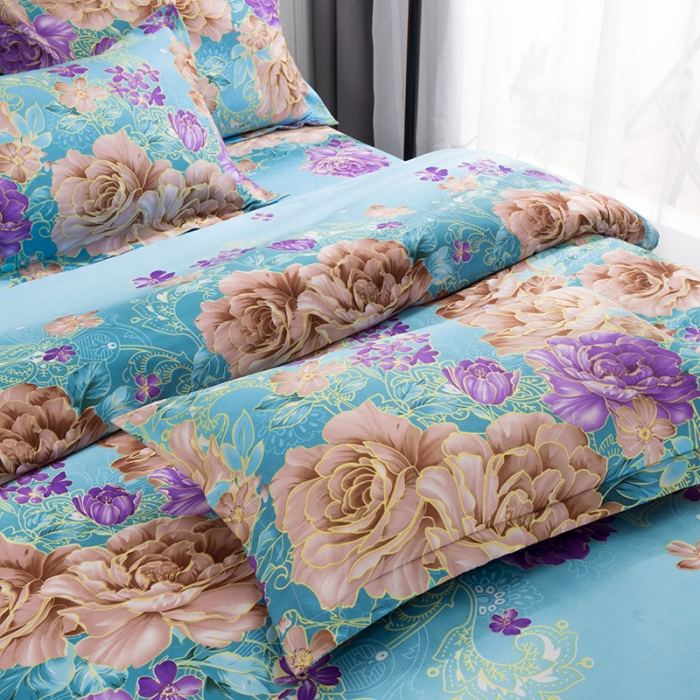 91家纺网 家纺一手货源 找家纺 梦柏 2020新款加厚磨毛四件套小版 妩媚花王-兰