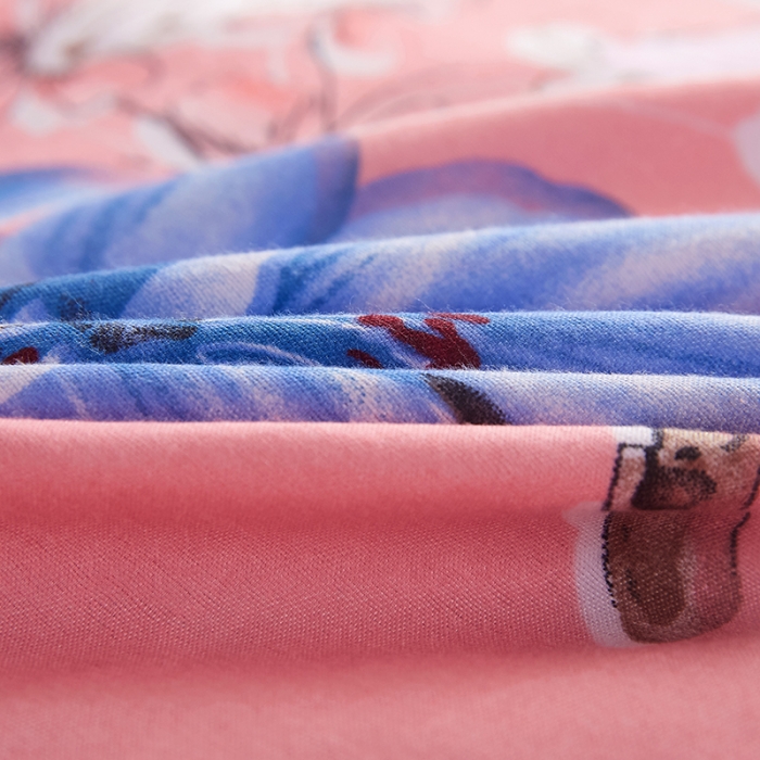 91家纺网 家纺一手货源 找家纺 梦柏 2020新款加厚磨毛四件套小版 幸福花开-粉