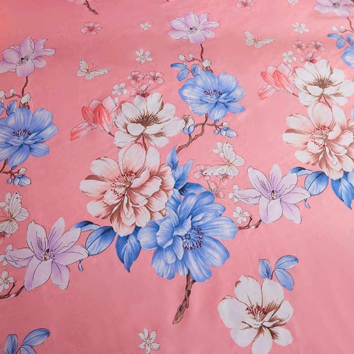 91家纺网 家纺一手货源 找家纺 梦柏 2020新款加厚磨毛四件套小版 幸福花开-粉