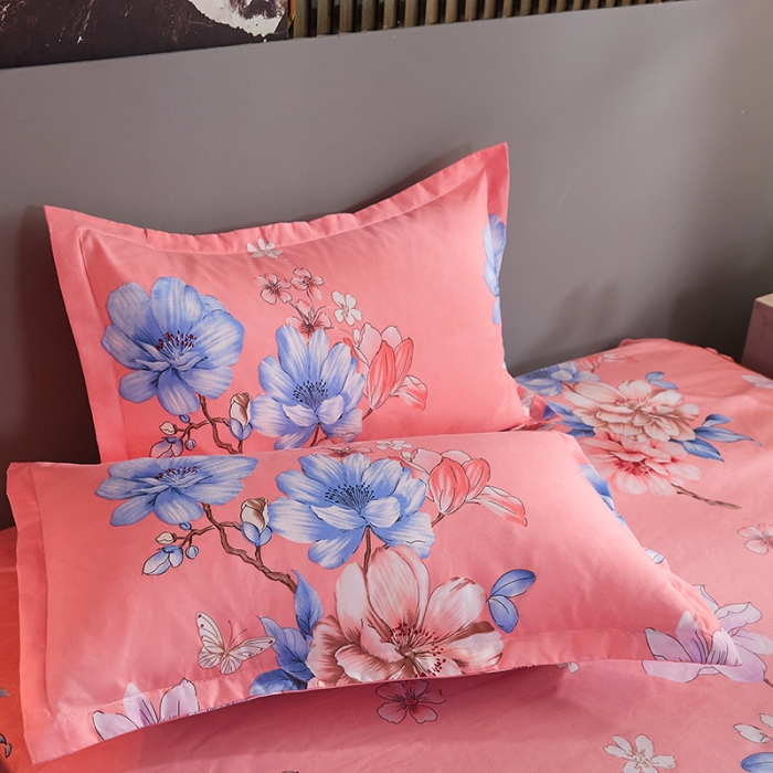 91家纺网 家纺一手货源 找家纺 梦柏 2020新款加厚磨毛四件套小版 幸福花开-粉